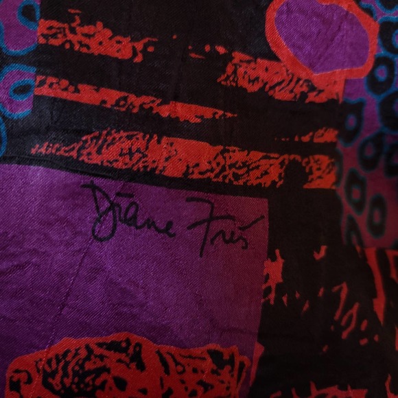 -Vintage Diane Freis Silk 2 Piece Dress Purple Red - Picture 6 of 16